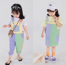 Overalls Spring Summer Mixed Color Patchwork Kids Clothes LOOSE Kids Overalls Pants and Skirt Vitality Full Fashion Lovely and Sweet 230613