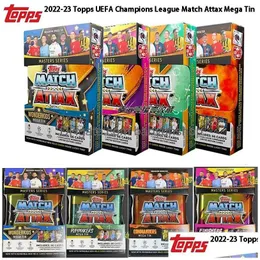Naklejki zabawek dla dzieci 23 Topps League mecz Attax Mega Tin Oficjalna kolekcja piłkarska gwiazdy sportowe Mbappe podpisowe karty 230213 DHZCR