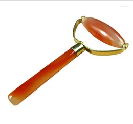 Pendant Necklaces Natural Agate Chalcedony Roller Face Lifting Tool Massager Jade Gua Sha Massage Crystal Stone Facial