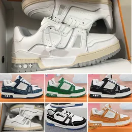 2023 Designer Sneaker Virgil Trainer Casual Shoes Calfskin Leather Abloh White Green Red Blue Letter Overlays Platform Low Sneakers Storlek 36-45 A14