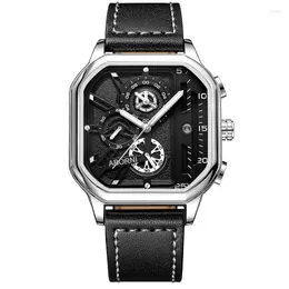 Wristwatches Business Watches For Men Top Military Leather Wrist Watch Man Clock Waterproof Luminous Chronograph Wristwatch