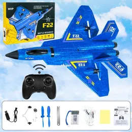 ElectricRc Uçak LED Renkli F22 RC Düzlem Uçak Uzaktan Kumanda Uçak Uçak Plancı Radyo Kontrol Helikopteri EPP FAAS FAGHER JET TOYS DRONE MODEL MODEL 230613