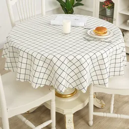 Table Cloth Round Grid Pvc Printed Tablecloth Waterproof Oil proof Anti Scalding Coffee Kitchen Dining Colth Cover Mat 230613