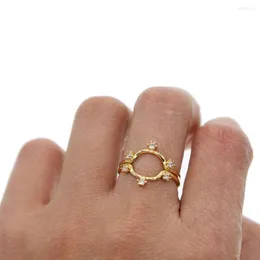 Обручальные кольца Золотой цвет 3pc cz очаг крошечный v Shape Ring Кольцо нежно изящные блестящие украшения Drop Women Midi Simple Finger s