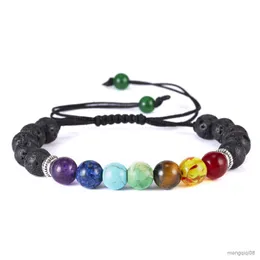 Pulseras de moda clásica cadena de cuentas de lava para Mujeres Hombres cuerda hecha a mano Yoga amistad joyería ajustable R230614