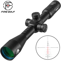 Mira telescópica de caça FIRE WOLF 4.5 -18X44 FFP óptica tática para fuzil de caça Retículo de vidro