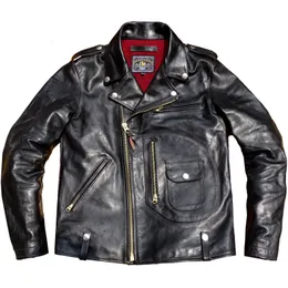 Jaqueta de couro sintético masculina Riders de couro genuíno couro de cavalo fina com zíper motocicleta J-24 roupa primavera outono vintage roupas de grife 230613