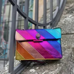 Regenbogenstreifen Kurt Geiger Damen-Handtasche aus echtem Leder, berühmte Mini-Baguette-Umhängetasche, Luxus-Geldbörse, Designer-Herren-Kette, Umhängetaschen, modische Tragetaschen