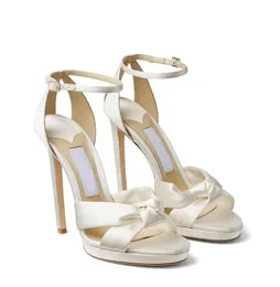 Topp märke sommar rosie plattform häl sandaler skor satin två tubulära remmar lyxiga gladiator sandalier bröllop brudklänning lady hög klackar sko med låda