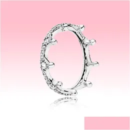 Pierścienie Wysokiej jakości błyszczące pierścionek z korony CZ Diamentowy biżuteria z oryginalnym pudełkiem do Pandora 925 Sterling Sier Set Drop del dh6mj