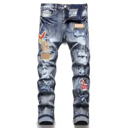 15 Syles Designer Amirs Herrenjeans High Street Lila für Stickereihosen Damen Übergröße Ripped Patch Hole Denim Straight Fashion Streetwear Slim K6