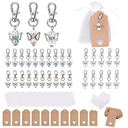 Other Event Party Supplies 30Pcs/set Angel Design Keychain Favors Set White Organza Gift Bags Thank You Kraft Tags for Baby Shower Wedding Birthday Party 230613