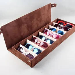 Storage Boxes Bins High Quality Glasses Case 8 Slot Grid Sunglasses Display Rack Holder Organizer Rectangle Box 230613