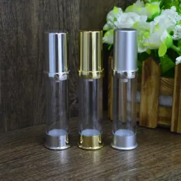 100pcslot 10 ml SilverGold Airless Bottle Plastic Lotion Bottles with Airless Pump for Cosmetic