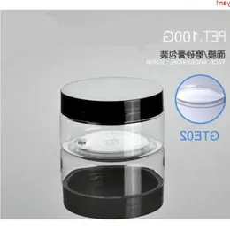 300pcs/lot100g Black Coverpet Cream Jarpowder Containersplit 충전 병 Beauty Packagehigh Qty idopw와 함께 Pet Plastic Jar