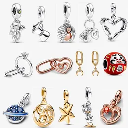 New Silver stud Earrings Love Rose Gold pendant Charm High Quality Fashion Designer Jewelry Bracelet for Women Party Gift DIY fit Pandora Bracelet Necklace