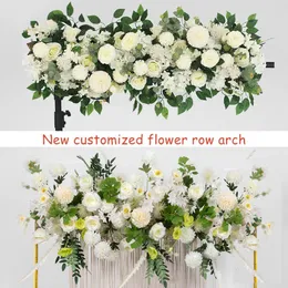 Getrocknete Blumen 100 cm 50 cm künstliche Hochzeit Wand Eisen Bogen Hintergrund Dekor liefert gefälschte Seide Pfingstrose Rose Reihe Tischdekoration arrangieren 230613