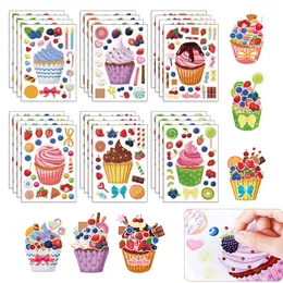 Kids Toy Stickers Make A Cupcake Sticker Sheets for Sweet Create Your Own DIY Puzzle Children Birthday Gifts Party Decals 230613