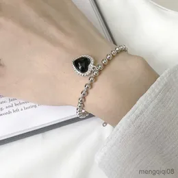 Bracelets Black Heart Bracelet Beaded Friendship Girls TIBETAN 패션 보석 R230614