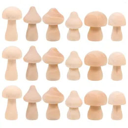 Garden Decorations 18 Pcs Small Wooden Mushroom Graffiti Adorn DIY Painting Decors Sculptures Home Nails Models Kids Toys Desktop Adornments