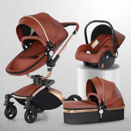 Tvåvägs högt landskap baby 360 graders rotation sittande liggande vikande stötdämpande äggskal barnvagn