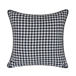 Fodere per sedie Modern Black White Pied de poule tessuto jacquard Home Throw Cushion Cover Decorative Square Pillow Case 18x18inch Sell by pieces 230613