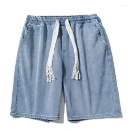 Män jeans män stripe denim baggy shorts blå sommar ins harjujuku korta byxor herr botten high street travail enkel rak