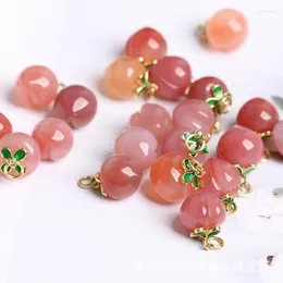 Hänge halsband 1 st söt naturlig agat persika frukt mode helande pärla diy tillbehör för smycken tillverkning