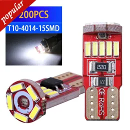 새로운 200pcs LED W5W T10 CAR 168 LED 신호 램프 501 194 전구 4014 15SMD 클리어런스 조명 내부 조명 DC12V 화이트 아이스 블루