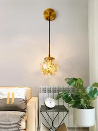 Wall Lamp Modern Glass Ball Lamps Gold Bedside HangLamp Home Decor Flower Leaf Lighting Fixtures Cafe Dining Room Kitchen Bedroom