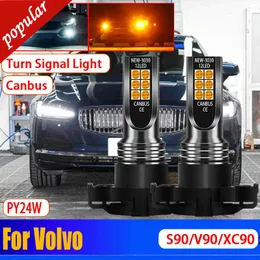 Nya 2st CAR PY24W CANBUS INGEN FEL LED -lampor Auto Front Turn Signal Lights Lampor för Volvo XC90 S90 V90 Cross Country 2016 2017 2018 2018