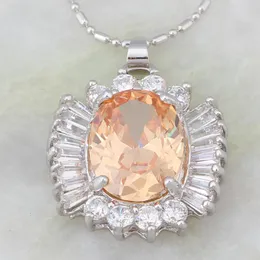 Anhänger Halsketten Garilina CZ mit hochwertiger Silberfarbe Overlay Champagner Zirkonia Halskette für Frauen Mädchen Modeschmuck