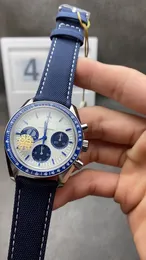 42mm Mekanik Kronograf Sınırlı Sarda Erkekler 1970 Hollwatch En Yüksek Kaliteli El El El Sikme Hareketi Safir Kristal Su Geçirmez Gümüş Mavi