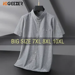 Mens Casual skjortor män skjorta randig klänning bomull kort ärm sommar överdimensionerad 6xl 7xl 8xl 10xl plus size formell designer hög kvalitet 230614