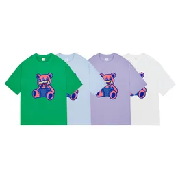 2023夏のデザイナー韓国メンズTシャツストリートレトロベアデザイン半袖Tシャツの男性服