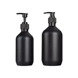 Dispenser di sapone nero opaco Lozione per le mani Shampoo Bottiglie di gel doccia 300ml Bottiglia di plastica PET da 500ml con pompe per bagno Camera da letto e Ki Sokr
