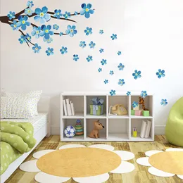 NewStyle Blue Plum Wall Sticker Art Decals vardagsrum byte sovrum vägg bakgrundsdekorationer plommonblomma klistermärken tapeter