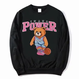 Herrtröjor tröjor Inaka Power Sweatshirt rolig rosa basketbjörnmönster tryck Pullover män kvinnor mode märke design streetwear tröjor 230613