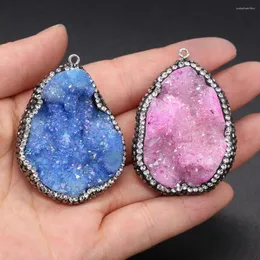 Collane con ciondolo 1Pc Pietra naturale Druzy Agates Cristallo di quarzo irregolare Charms per creazione di gioielli Accessori per collana fai-da-te Guarigione Reiki