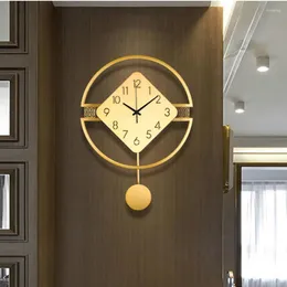 Relógios de parede Relógio Chinês Artista Cobre Puro Com Moda Criativa Pêndulo Sala De Estar Estilo Atmosférico