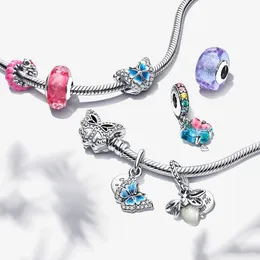 Ciondolo in argento sterling 925 utilizzato per il braccialetto Ciondolo amuleto con corpo a farfalla Primavera rosa Gioielli da donna originali Pandora Accessori di moda Consegna gratuita