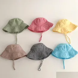 Berretti Cappelli Cappello da sole estivo a tesa larga per bambino Stampa scozzese Pescatore per bambini Berretto da pescatore in cotone Ragazzi Ragazze Cappello da sole Cappellino per bambini Drop D Dhuov