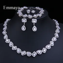Bracelet Earrings Necklace Emmaya Luxury Crystal Costume Jewelry Sets White Zircon Bracelets Pendant Rings Wedding Party 230614