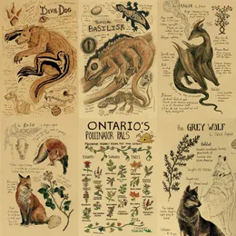 TIE LER A3 Doğal Çalışma Atlas Biyolojik Hayvanlar ve Bitkiler Kraft Kağıt Poster Duvar Çıkarmaları Vintage Sınıf Ev Odası Dekor