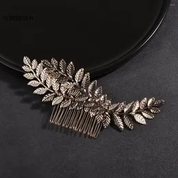 Grampos de cabelo cor de ouro folha de metal pentes alfinetes de moda coreana e mulheres noiva festa de casamento estilo jóias acessórios