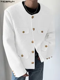Мужские куртки Incerun Tops Korean Style Men Short Fit Solid Color Casual Casual Streetwear Хорошо подходящие куртки S-5XL 230613