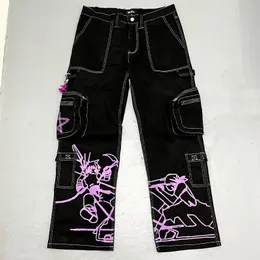 Herren Jeans Y2K Baggy Jeans Ins Mode Harajuku Trend Jeans Männer Frauen Modelle bedruckt lässig Streetwear Hip Hop schwarze Jeans Frauen 230613