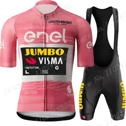 جيرسي لركوب الدراجات في Tour de Italy Jumbo Visma 2023 Team Team Set Short Sleeve Clothing Mens Italia Stirts Suit Bicycle Bib Shorts Mtb 230614