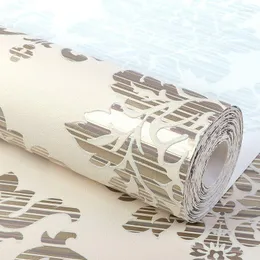 Papéis de parede de luxo europeu 3D Papel de parede de flor clássico Folha de ouro Glitter Sala de estar Tv Ktv Fundo Damasco Parede Papel De Parede P