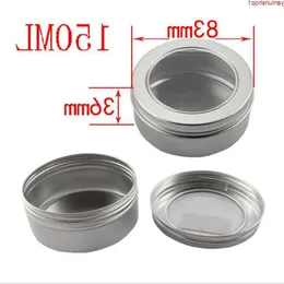 150ml 24pcs/lot Face Cream Jars Aluminum Pots With Window Wax Makeup Tool Candle Jar Tins Cans Portable Containershigh quantty Nflvr